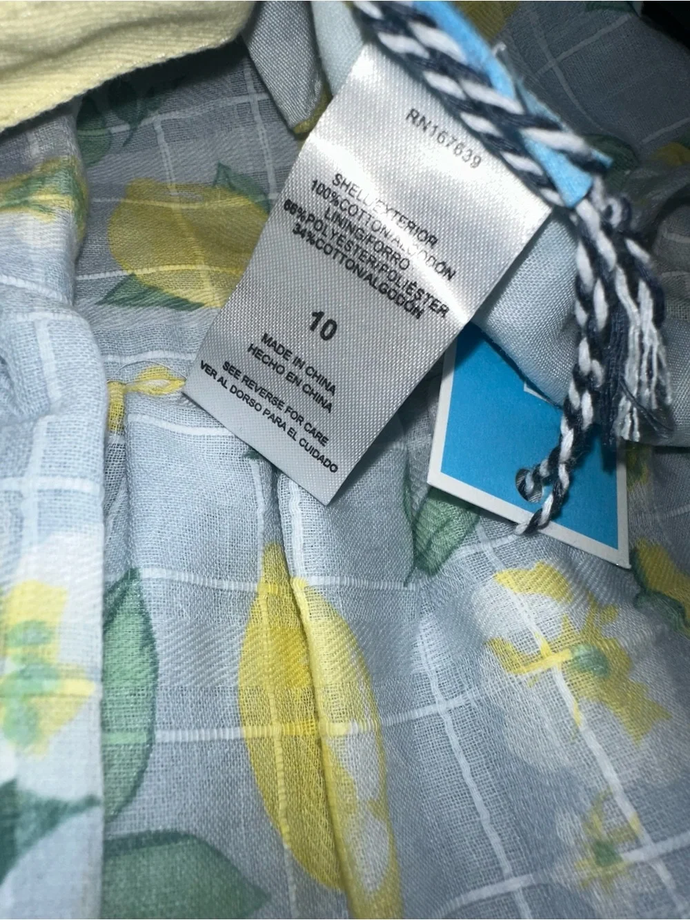 Draper James Girls Dress Blue Yellow Lemon Print Flutter Sleeves Sz 10 NWT purse
